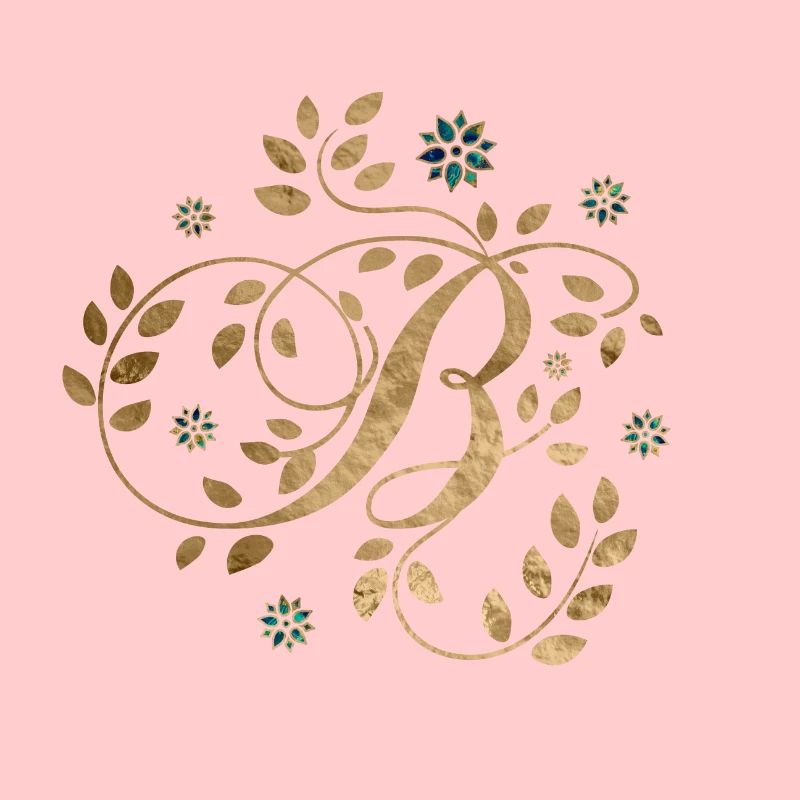 Monogramme de calligraphie dorée de luxe avec la lettre B