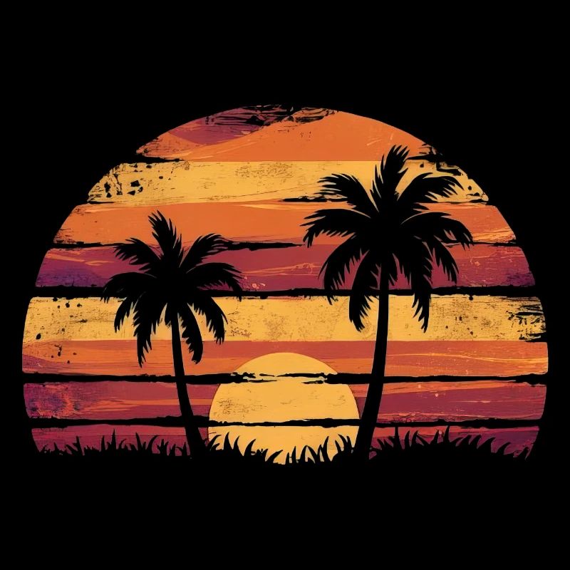 Silhouette vintage coucher de soleil