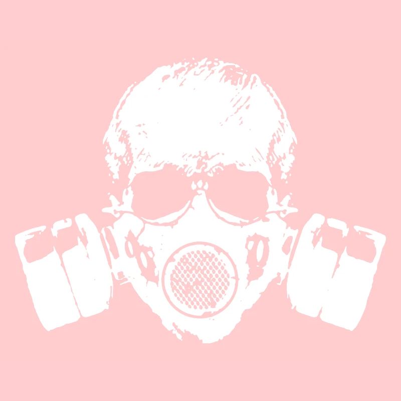 Cranio pandemico con maschera antigas