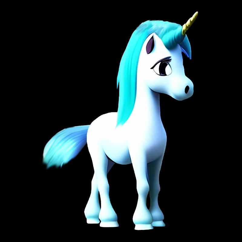 licorne, crinière bleue, queue bleue