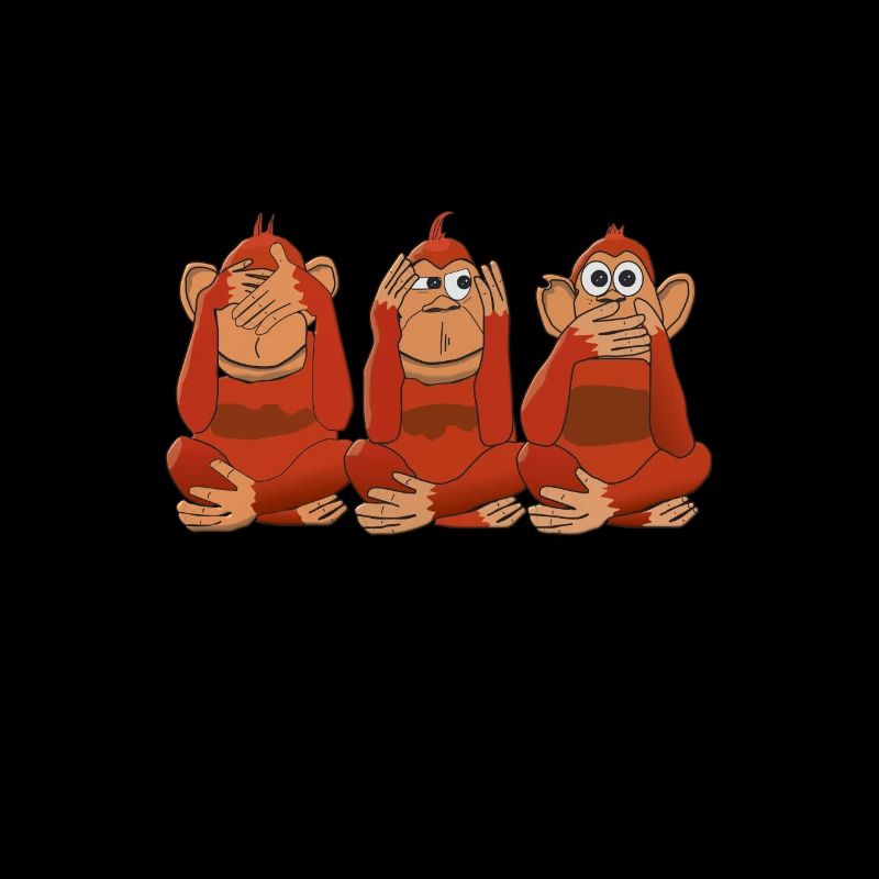 Three monkeys hear nothing see nothing say nothing