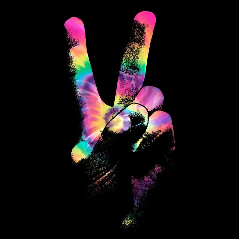 Binden Sie Farbstoff Friedenszeichen Hand Hippie F