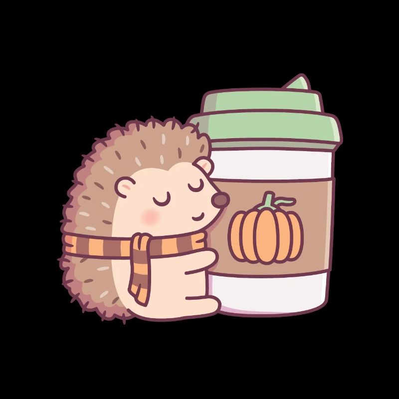 Mignon hérisson étreignant pumpkin spice Latte