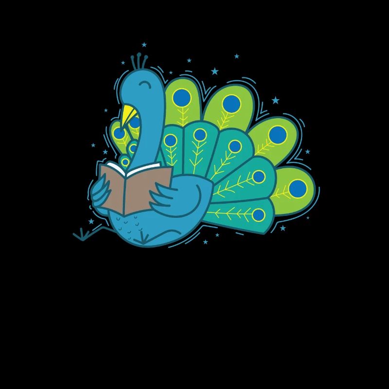 Pfau liest ein Buch Vogel Tier Federn