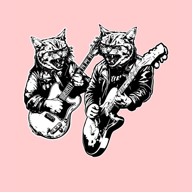 Deux chats jouent de la guitare Instruments Rock Mignon