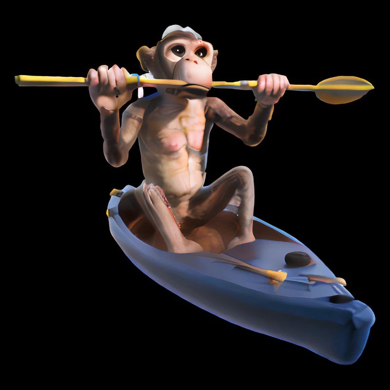 Singe dans un kayak