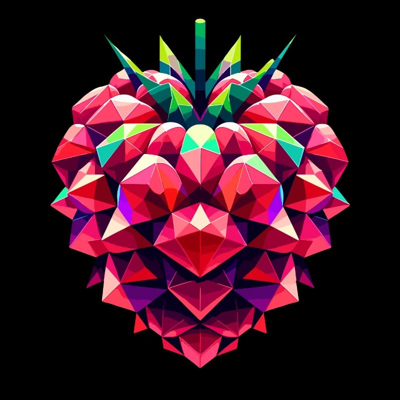 Geometric Raspberry: Vivid Low-Poly Artwork