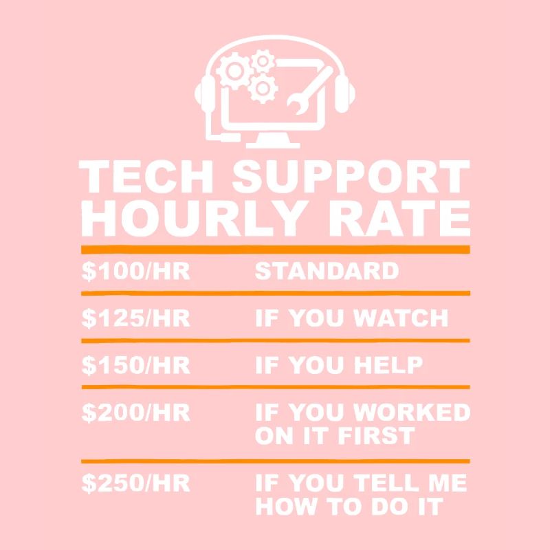 Tech Support Taux horaire, Tech Computer Geek Cadeaux