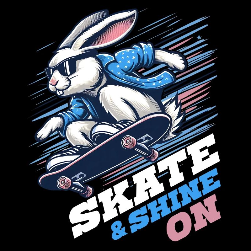 SKATE & SHINE ON, A RABBIT ON A SKATEBOARD