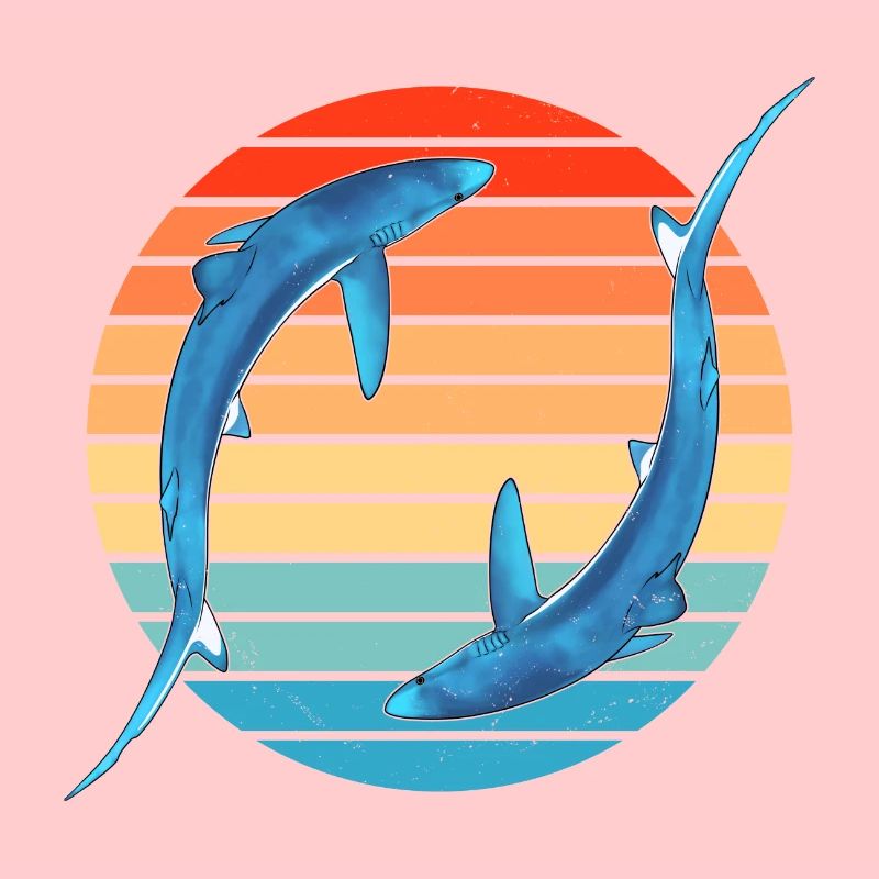 Requin bleu Rétro Coucher de soleil