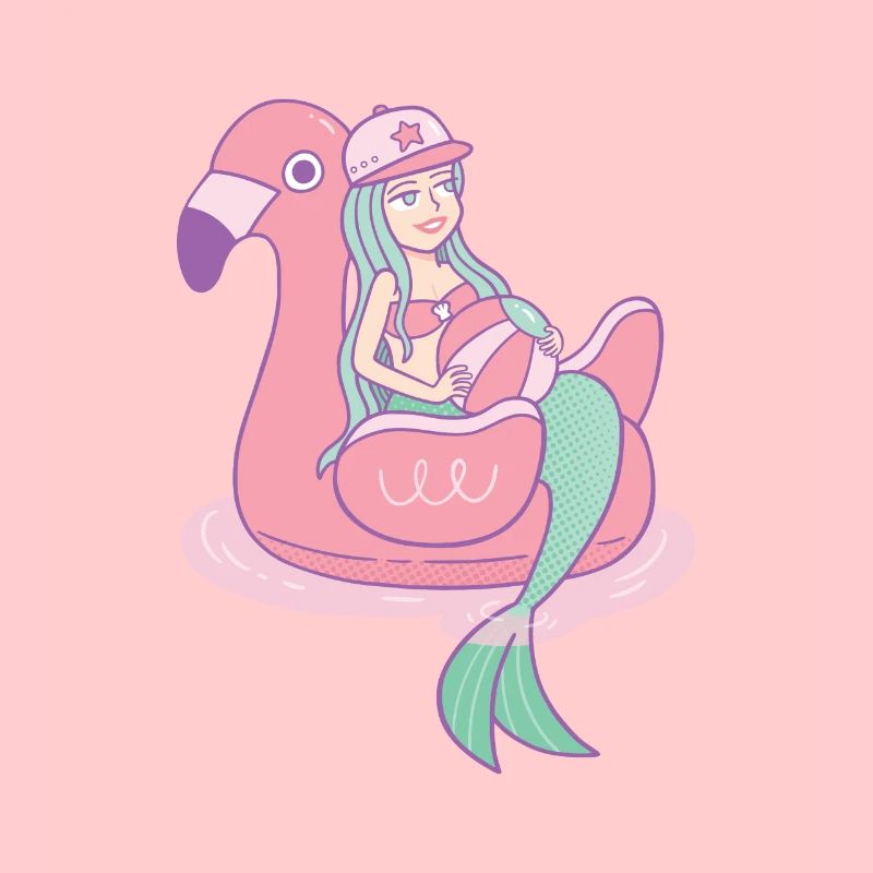 Meerjungfrau Mädchen auf Flamingo Pool Float