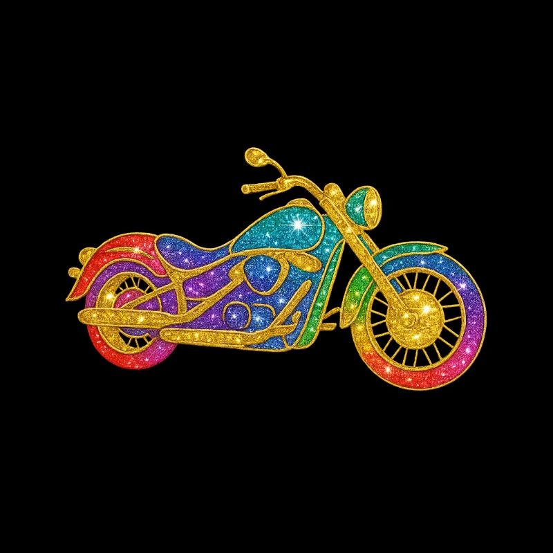 Glitzerndes Regenbogenmotorrad