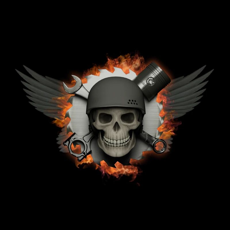 Motorcycle skull skull fire