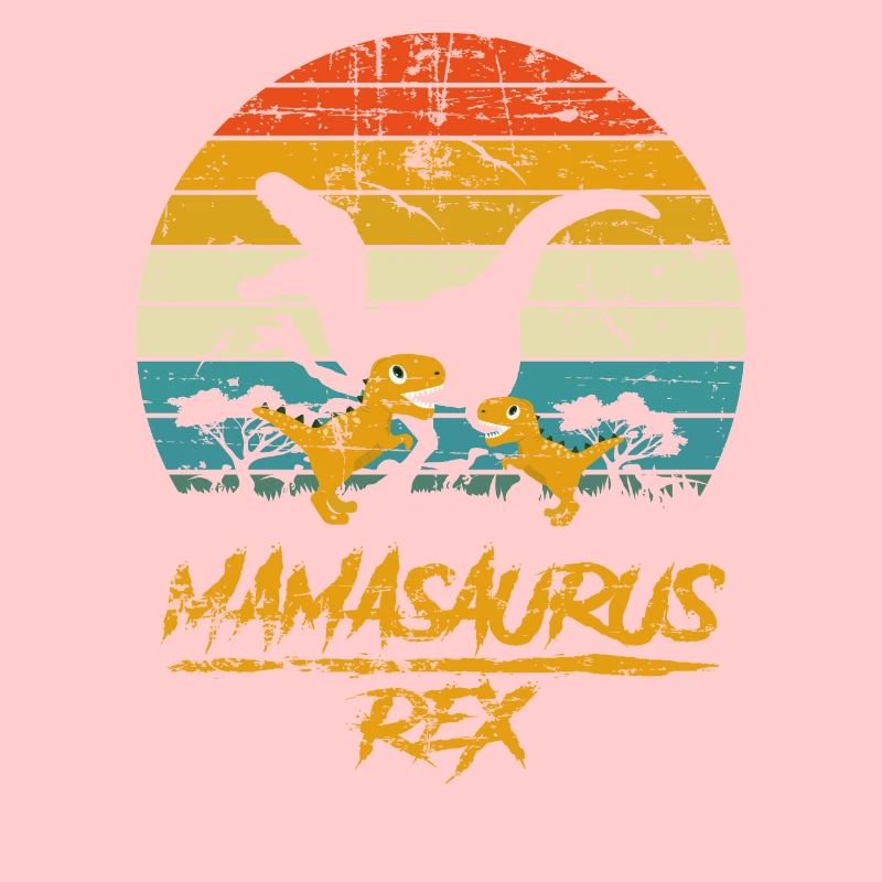 Mamasaurus Dinosaurier 2 Kinder Retro Vintage Geschenk