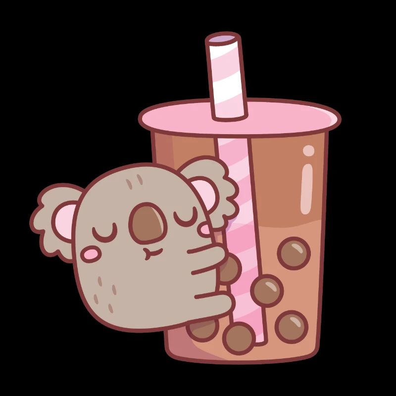Mignon Chubby Koala Bear Hugging Bubble Tea