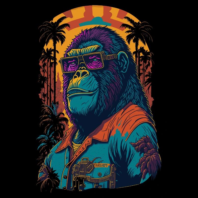 Gorilla with sunglasses illustration
