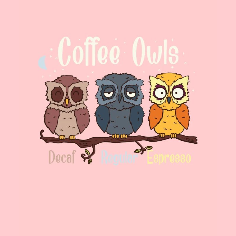 Funny Coffee Owls, coffee drinker gift