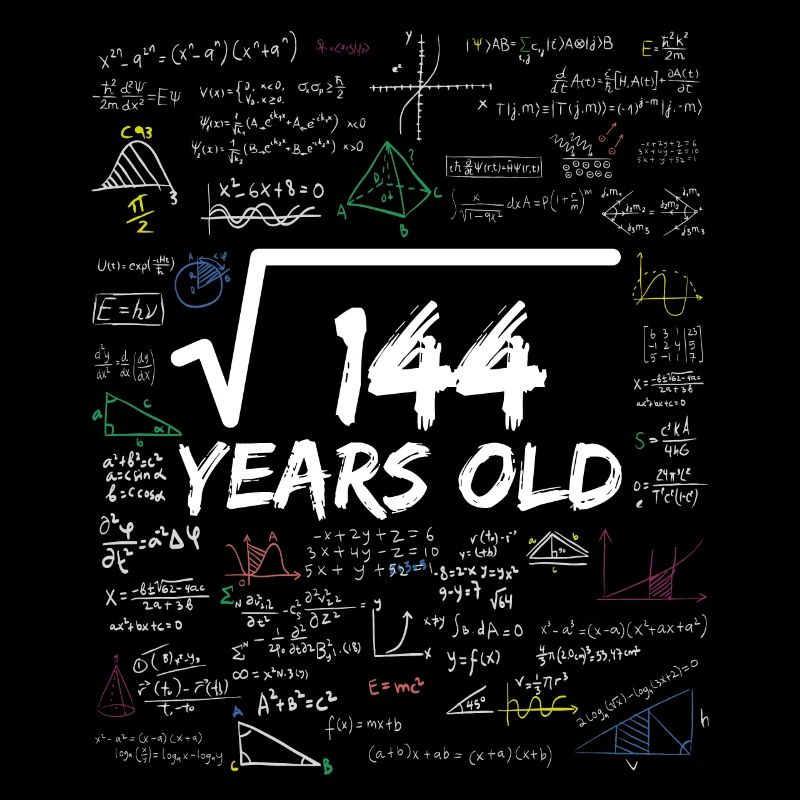 Square Root of 144 12TH Funny Math Birthday