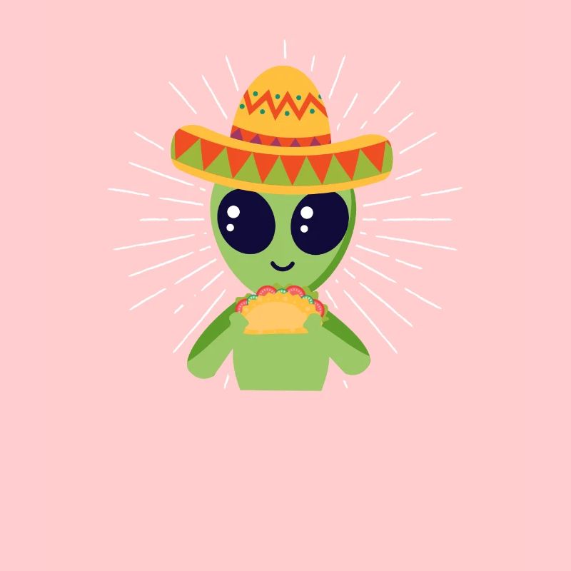 Alien mangeant Taco Cinco De Mayo OVNI Mexique Drapeau