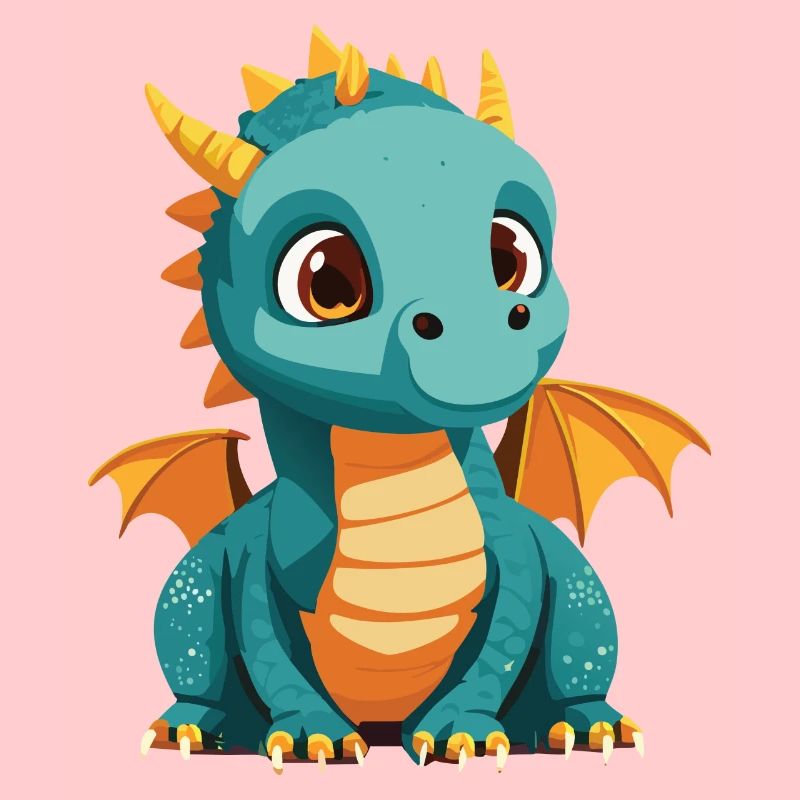 Mignon bébé dragon dans le style de dessin animé