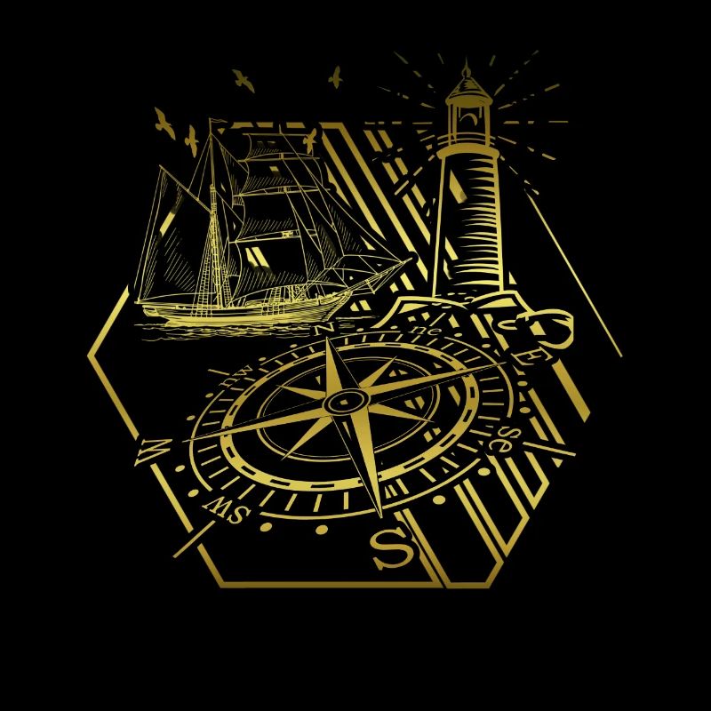 Maritime Lighthouse Compass Sailing Ship North