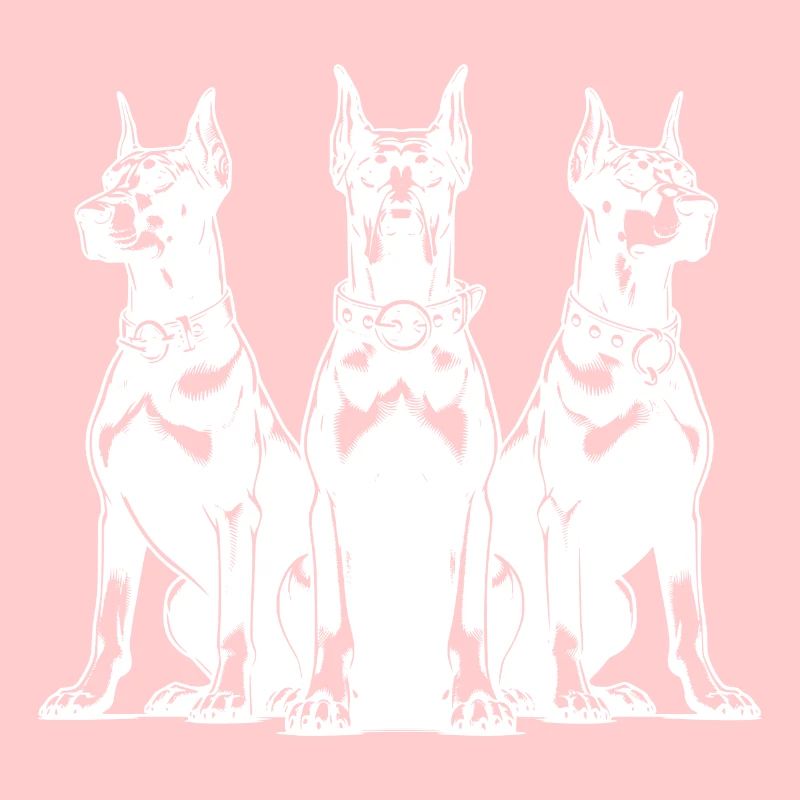 Drei wachsame Dobermänner Hunde