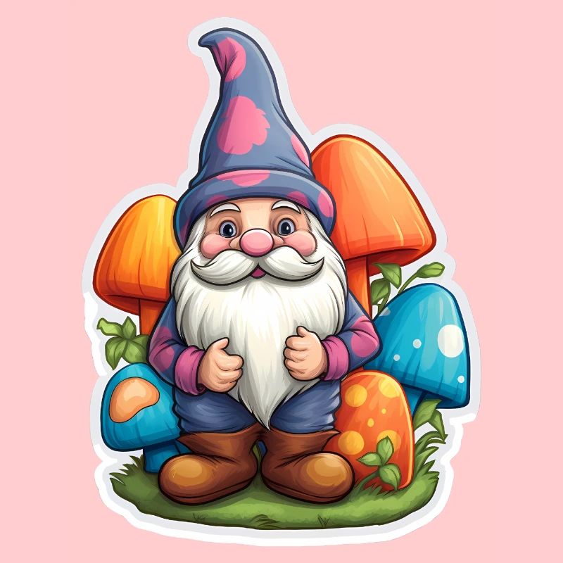 Dwarf surrounded by mushrooms