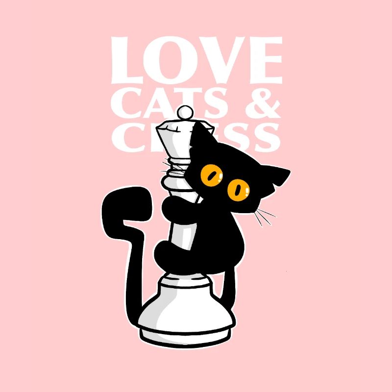 Chat noir mignon, grimpe sur les dames des échecs