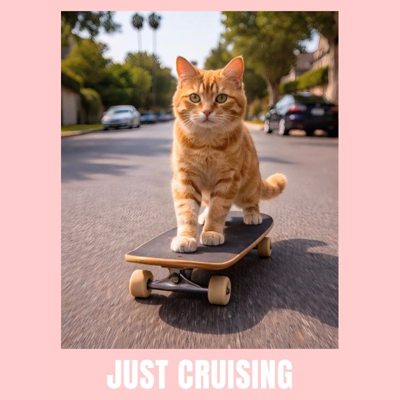 Juste un meme de chat en skateboard