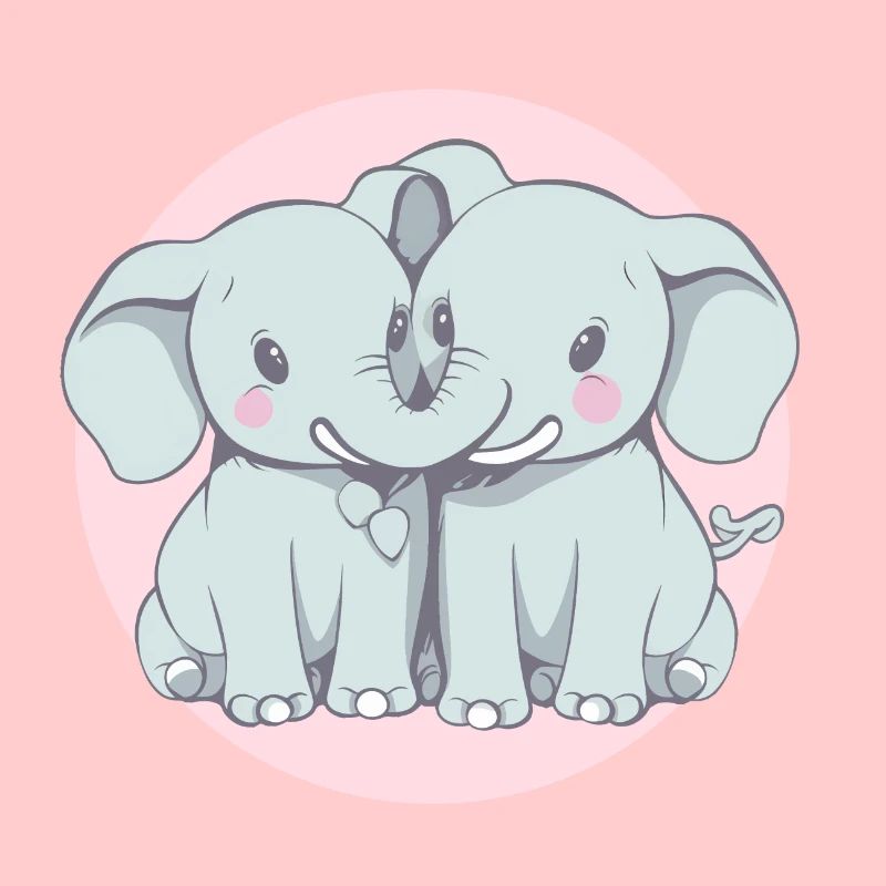 Liebende Elefanten - Eine romantische Illustration