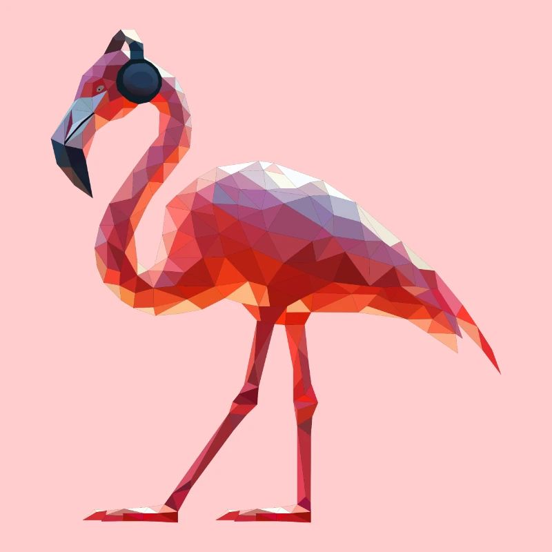Low Polygon Flamingo Kopfhörer Sommer Style