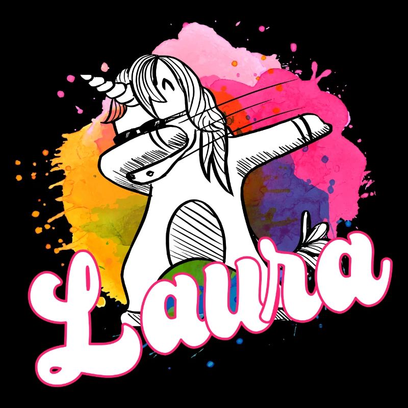 LAURA - Schöner Name mit dabbing Einhorn