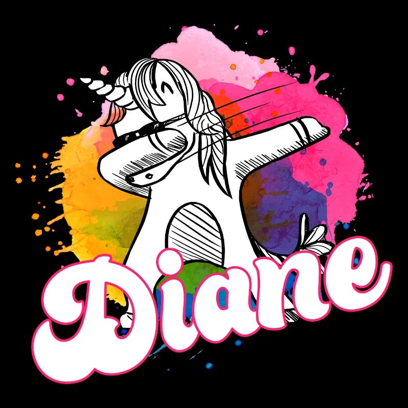 DIANE - Beau nom avec dabbing licorne