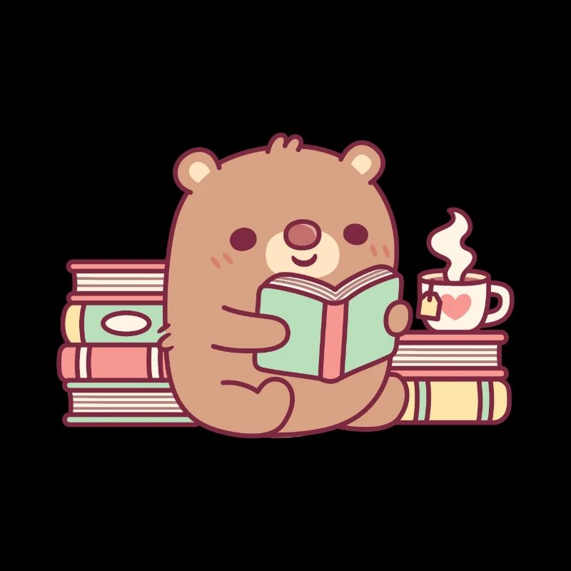 Cute Brown Bear Reading A Book