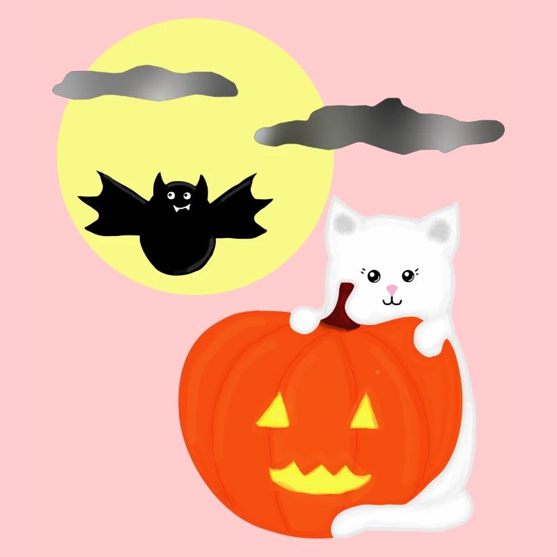 Lune d’Halloween avec chat