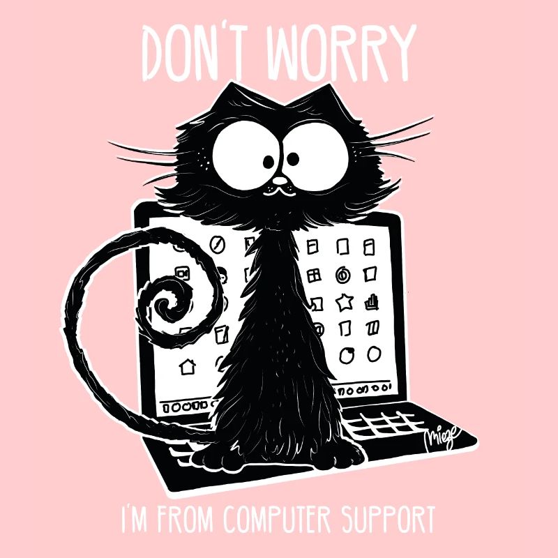 Schwarze Katze Lustiger Spruch Computer Support