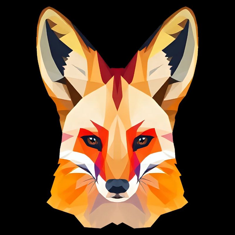 Gelassener Rotfuchs mit goldenem Fell Low Polygon
