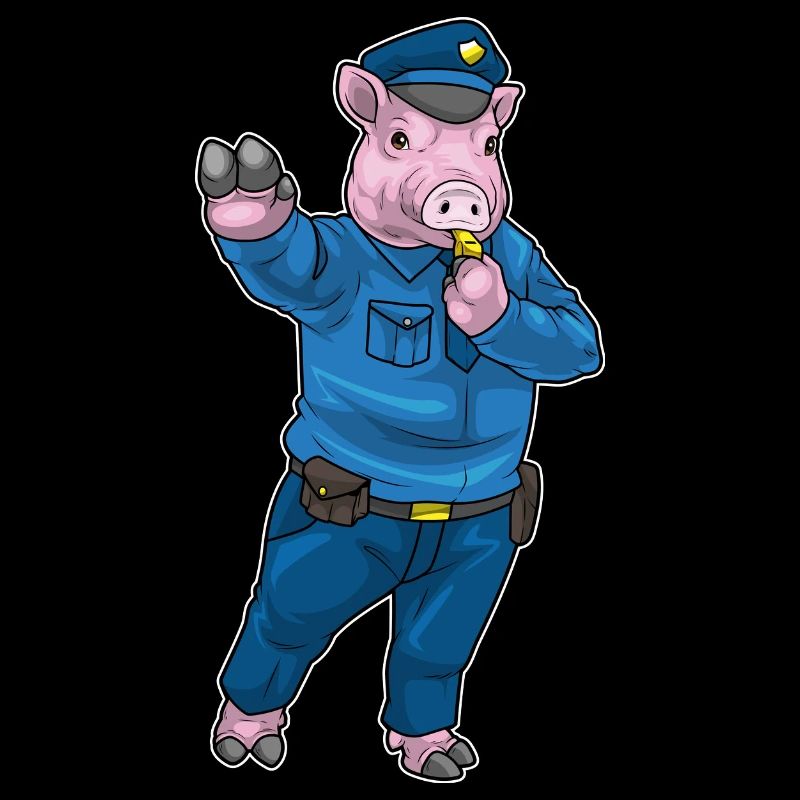 Schwein Polizist Trillerpfeife Polizei