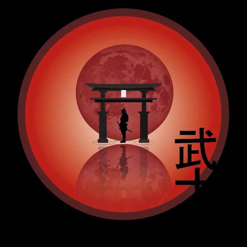 Samurai Red Moon - Sunset Samurai Design