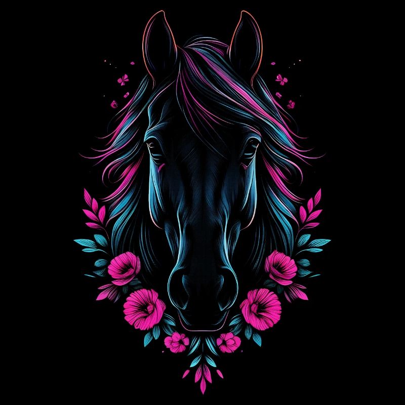 Cheval et fleurs