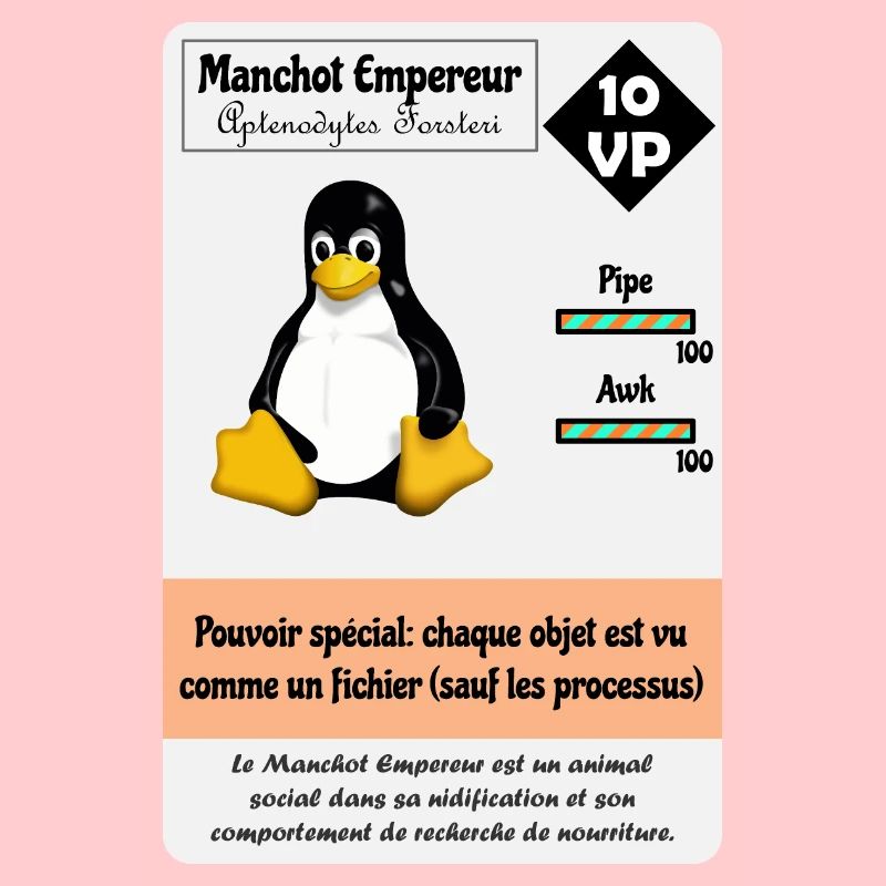 Linux Player Card with a Penguin