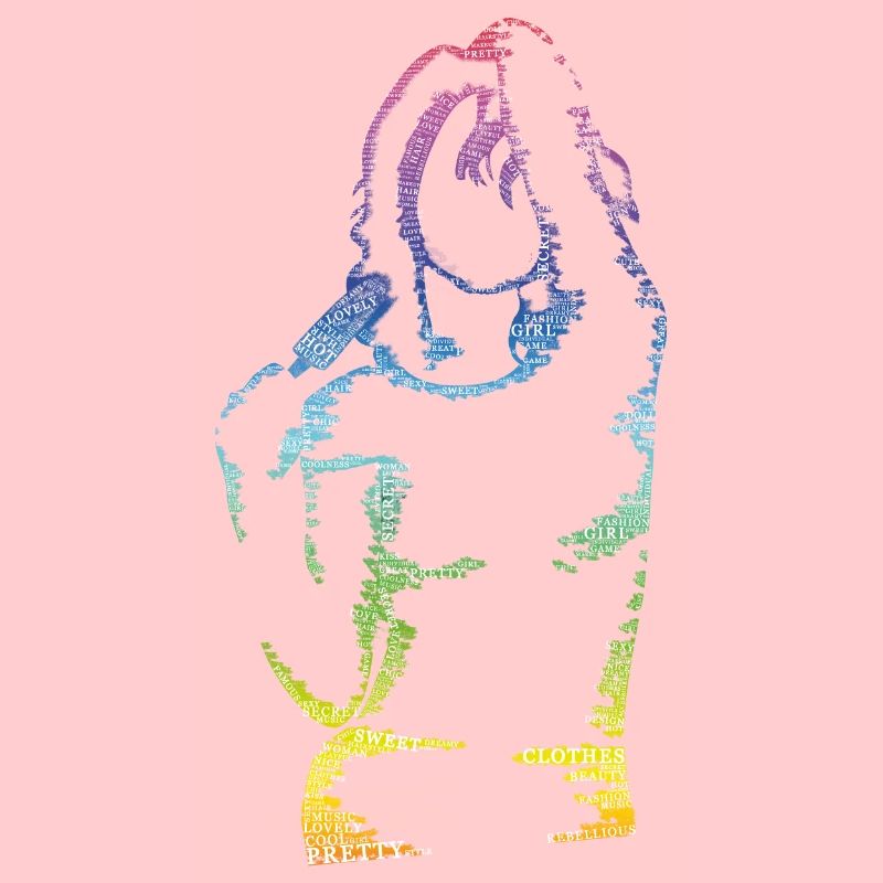 Fille avec de la crème glacée faite de mots