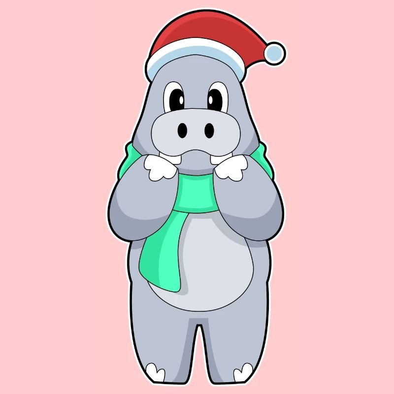 Écharpe de Noël hippopotame