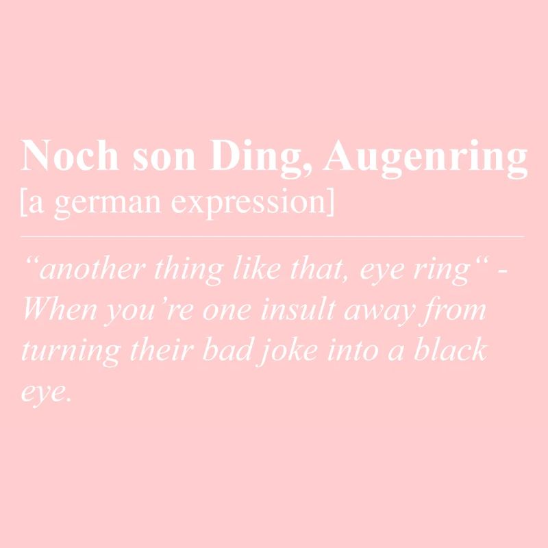 Nog steeds zoon ding, oog ring grappig idioom