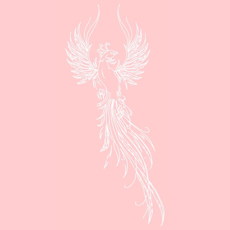 Immortal Phoenix Minimal Line Art Drawing