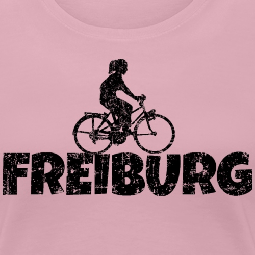 Freiburg Fahrrad (Vintage/Schwarz) Fahrradfahrerin - Frauen Premium T-Shirt