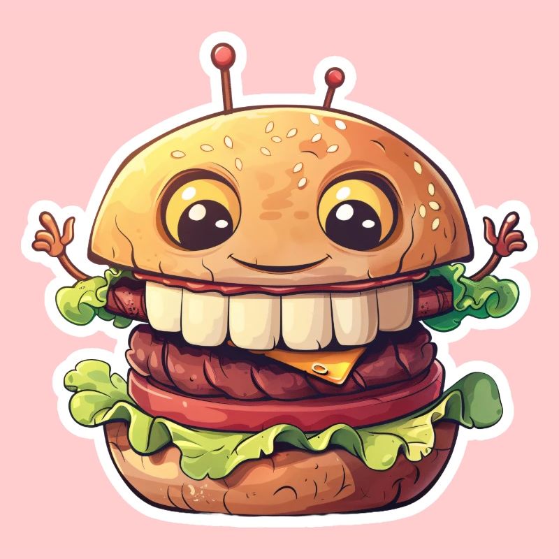 Cute hamburger with teeth – Cartoon Burger