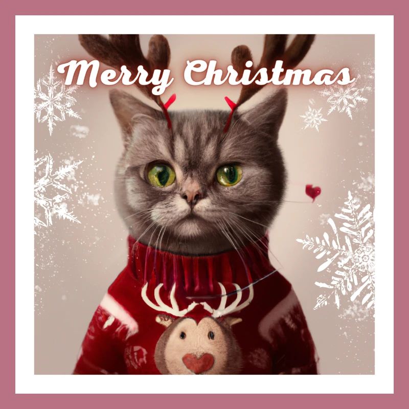 Doux chat britannique dans un pull de Noël.