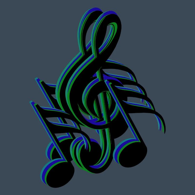 notes de clef bleu vert