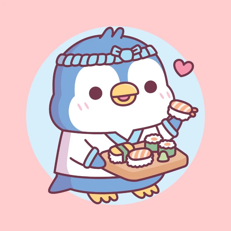 Mignon pingouin bleu Sushi Chef
